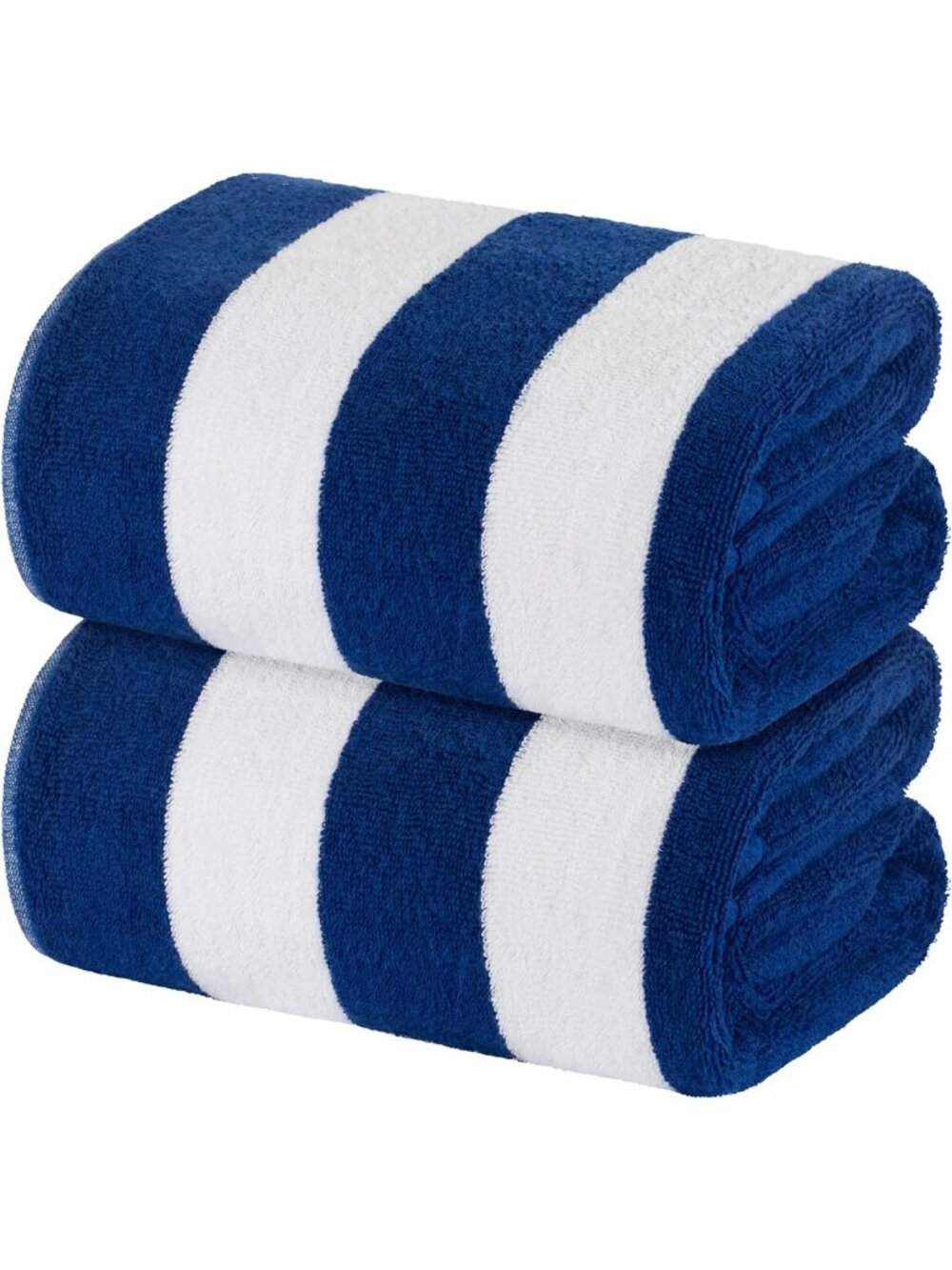 Oversized White & Navy Blue Stripe Cabana Beach Towels - 2 Pack, 35x70 inches